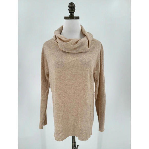 Lusso Taupe Cowl Neck 100% Cashmere Sweater Sz S - Picture 1 of 5